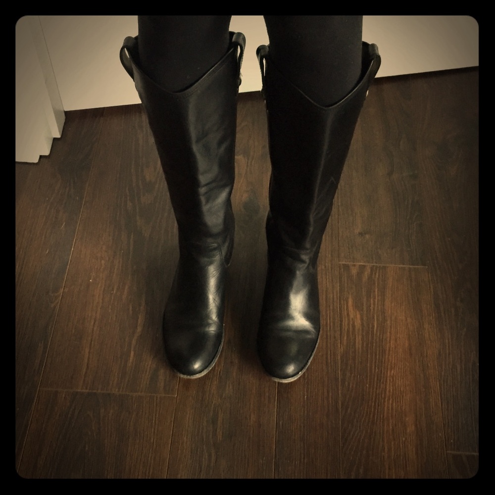 Frye Melissa Button Tall Black Leather Boots